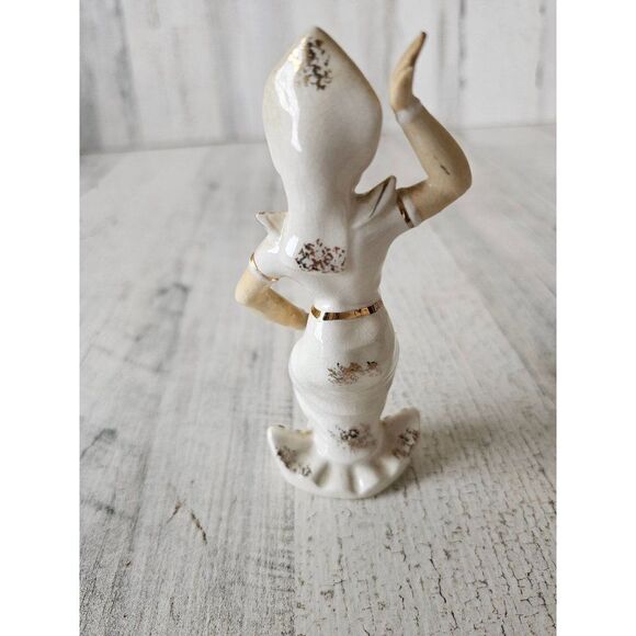 Lefton geisha dancing lady headdress queen statue vintage rhinestone figurine Ja - Picture 3 of 8